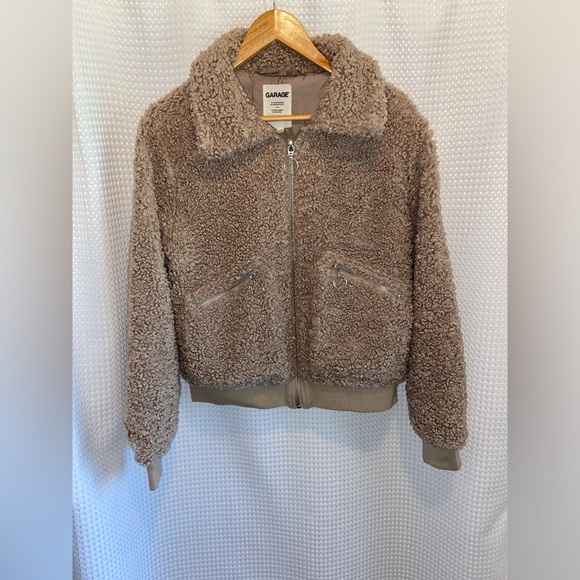 Women’s GARAGE beige bomber style teddy coat size MEDIUM‎ - Picture 4 of 15
